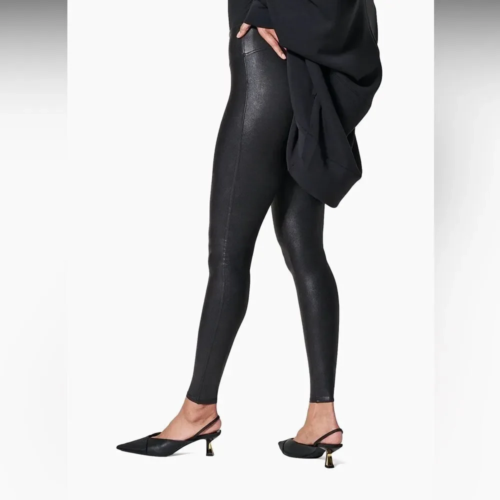 Spanx NWT Faux Leather Leggings Black Medium